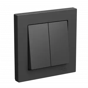 ЭЛМАКС - ATLASDESIGN 2-клавишный ВЫКЛЮЧАТЕЛЬ, сх.5, 10АХ, в сборе, БАЗАЛЬТ элмакс, электротехника, кабель, светотехника, elmax.pro