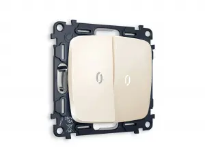 ЭЛМАКС - Комплект механизма 2-клавишного выключателя с подсветкой 5600K (нейтральный белый свет) OMEGA MO3040 элмакс, электротехника, кабель, светотехника, elmax.pro