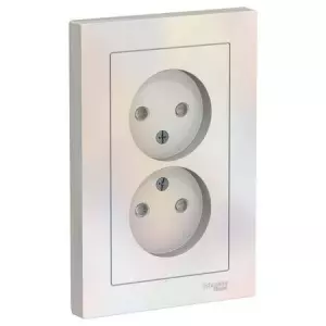 ЭЛМАКС - ATLASDESIGN РОЗЕТКА двойная без заземления со шторками,16А, в сборе, ЖЕМЧУГ элмакс, электротехника, кабель, светотехника, elmax.pro