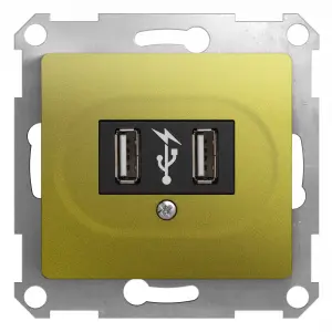 ЭЛМАКС - GLOSSA USB РОЗЕТКА, 5В /1400 мА, 2 х 5В /700 мА, механизм, ФИСТАШКОВЫЙ элмакс, электротехника, кабель, светотехника, elmax.pro