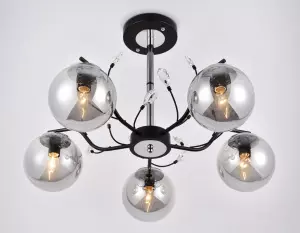 ЭЛМАКС - Подвесная люстра TR9073/5 BK/SM черный/дымчатый E14 max 40W D620*420 элмакс, электротехника, кабель, светотехника, elmax.pro
