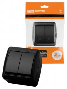 ЭЛМАКС - Выключатель на 2 направления 2-кл. открытой установки IP44 10А графит "Селигер" TDM элмакс, электротехника, кабель, светотехника, elmax.pro
