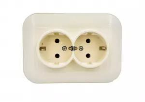 розетка 2 поста OVIVO Loft с заземлением крем