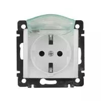 ЭЛМАКС - VALENA Розетка с заземлением с крышкой со шторками белая элмакс, электротехника, кабель, светотехника, elmax.pro