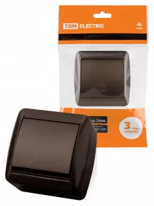 ЭЛМАКС - Кнопка звонковая открытой установки IP44 6А шоколад "Селигер" TDM элмакс, электротехника, кабель, светотехника, elmax.pro