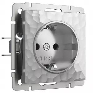 W1271006/ Розетка с заземлением (hammer серебряный)