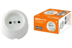 ЭЛМАКС - Розетка фарфоровая 2П 10А 250В белая «Болонь» TDM элмакс, электротехника, кабель, светотехника, elmax.pro