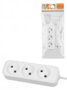 ЭЛМАКС - Удлинитель народный УН3 3 гнезда, 3метра, б/з, ШВВП 2х0,75 мм2 6А/250В элмакс, электротехника, кабель, светотехника, elmax.pro