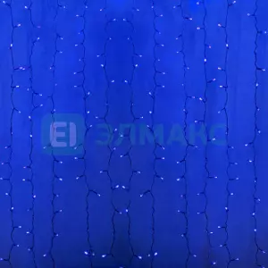 Гирлянда "Светодиодный Дождь" 2х1,5м, постоянное свечение, прозрачный провод, 230 В, диоды СИНИЕ, 19