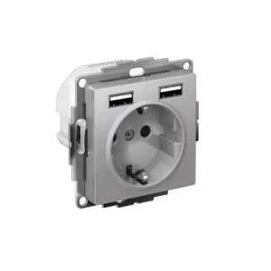 ЭЛМАКС - ATLASDESIGN РОЗЕТКА 16А c 2 USB A+A, 5В/2,4А, 2х5В/1,2А, механизм, АЛЮМИНИЙ элмакс, электротехника, кабель, светотехника, elmax.pro