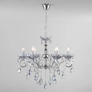 ЭЛМАКС - Подвесная люстра с хрусталем 10109/6 хром/лазурный хрусталь Strotskis элмакс, электротехника, кабель, светотехника, elmax.pro