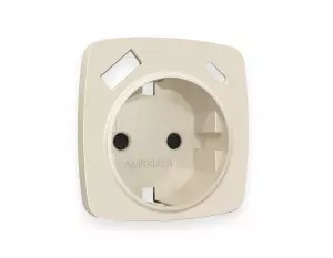 ЭЛМАКС - Лицевая панель OMEGA (Бежевый матовый) для электрической розетки с заземлением со шторками 2USB тип  элмакс, электротехника, кабель, светотехника, elmax.pro