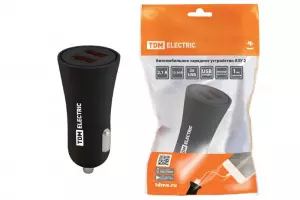 ЭЛМАКС - Автомобильное зарядное устройство, АЗУ 2, 2,1 А, 2 USB, черный, TDM элмакс, электротехника, кабель, светотехника, elmax.pro