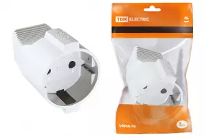 ЭЛМАКС - Кабельная розетка 2П б/з с з/ш 10А 250B белая TDM элмакс, электротехника, кабель, светотехника, elmax.pro