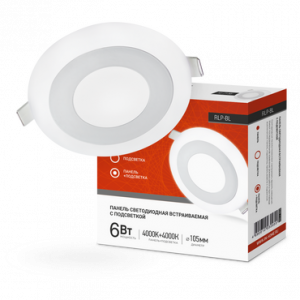 ЭЛМАКС - Панель светодиодная встраиваемая круглая RLP-BL 6Вт 230В 4000К 350Лм 105мм с подсветкой белая IP20 I элмакс, электротехника, кабель, светотехника, elmax.pro