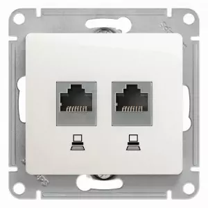 ЭЛМАКС - GLOSSA РОЗЕТКА двойная компьютерная RJ45+RJ45, кат.5E, механизм,ПЕРЛАМУТР элмакс, электротехника, кабель, светотехника, elmax.pro