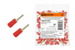 ЭЛМАКС - Наконечник круглый штыревой НкИш 0,5-1,5 красный (100шт) TDM элмакс, электротехника, кабель, светотехника, elmax.pro