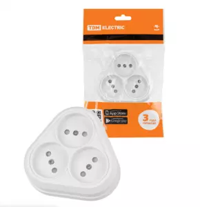 ЭЛМАКС - Розетка треугольная 2П открытой установки IP20 10A с защитными шторками белая "Ладога" TDM элмакс, электротехника, кабель, светотехника, elmax.pro