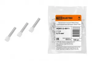 ЭЛМАКС - Наконечник-гильза Е7508 0,75мм2 с изолированным фланцем (100шт) TDM элмакс, электротехника, кабель, светотехника, elmax.pro