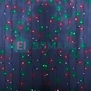 Гирлянда "Светодиодный Дождь" 2х1,5м, постоянное свечение, прозрачный провод, 230 В, диоды МУЛЬТИ, 1