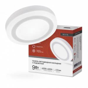 ЭЛМАКС - Панель светодиодная накладная круглая NRLP-BL 9Вт 230В 4000К 540Лм 145мм с подсветкой белая IP20 IN  элмакс, электротехника, кабель, светотехника, elmax.pro