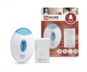 ЭЛМАКС - Звонок беспроводной ЗБ-3 32 мелодии 120м с подсветкой с кнопкой бело-голубой IN HOME элмакс, электротехника, кабель, светотехника, elmax.pro