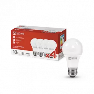 ЭЛМАКС - Лампа светодиодная LED-A60-VC 4PACK 10Вт 230В Е27 4000К 950Лм (4шт./упак) IN HOME элмакс, электротехника, кабель, светотехника, elmax.pro
