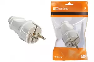 ЭЛМАКС - Вилка прямая с/з белая 16А 250В TDM элмакс, электротехника, кабель, светотехника, elmax.pro