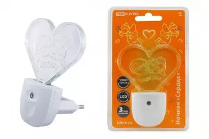 ЭЛМАКС - Ночник "Сердце" с датчиком света, светодиодный, 0,3 Вт 220 В TDM элмакс, электротехника, кабель, светотехника, elmax.pro