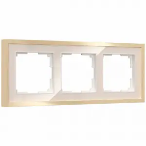 W0032851/ Рамка на 3 поста Baguette (айвори/латунь)