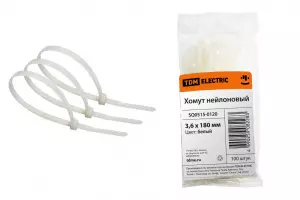 ЭЛМАКС - Хомут 3,6х180мм нейлон (белый) (100шт) TDM элмакс, электротехника, кабель, светотехника, elmax.pro