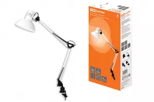 ЭЛМАКС - Светильник струбцина 220В, 40Вт, E27 белый глянец TDM элмакс, электротехника, кабель, светотехника, elmax.pro