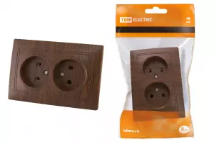 ЭЛМАКС - Розетка двойная 2П 10А 250В "ЭКО" (бук) "Таймыр" TDM элмакс, электротехника, кабель, светотехника, elmax.pro