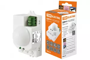 ЭЛМАКС - Датчик движения микроволновый ДДМ-01 5,8ГГц 1200Вт,10-720с,1-8м,3+Лк, 120(сбоку)+360(сверху)гр IP20 элмакс, электротехника, кабель, светотехника, elmax.pro