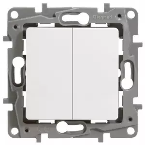 ЭЛМАКС - Выключатель двухклавишный белый винтовые зажимы 10 AX ETIKA элмакс, электротехника, кабель, светотехника, elmax.pro