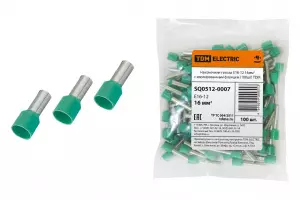 ЭЛМАКС - Наконечник-гильза Е16-12 16мм2 с изолированным фланцем (100шт) TDM элмакс, электротехника, кабель, светотехника, elmax.pro