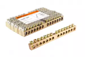 ЭЛМАКС - Шина "N" нулевая 6х9мм 14/1 (14групп/крепеж по центру) TDM элмакс, электротехника, кабель, светотехника, elmax.pro