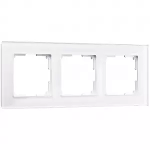 ЭЛМАКС - W0031101/ Рамка на 3 поста Favorit (белый,стекло) элмакс, электротехника, кабель, светотехника, elmax.pro