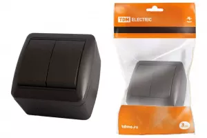 ЭЛМАКС - Выключатель 2-кл. открытой установки IP44 10А шоколад "Селигер" TDM элмакс, электротехника, кабель, светотехника, elmax.pro