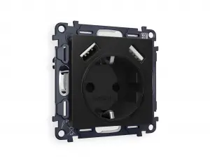 ЭЛМАКС - Комплект механизма электрической розетки ALFA MA809010 Черный матовый 2USB A+A 18W 3000mA (быстрая з элмакс, электротехника, кабель, светотехника, elmax.pro
