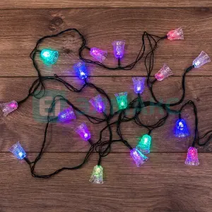 ЭЛМАКС - Гирлянда светодиодная "Колокольчики" 20 LED RGB 2,8 метра с контроллером элмакс, электротехника, кабель, светотехника, elmax.pro