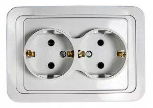 ЭЛМАКС - Розетка двойная с заземлением CLASSICO белая 2128 IN HOME элмакс, электротехника, кабель, светотехника, elmax.pro