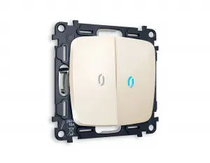 ЭЛМАКС - Комплект механизма 2-клавишного выключателя с подсветкой 10000K (голубой свет) OMEGA MO304020 Бежевы элмакс, электротехника, кабель, светотехника, elmax.pro