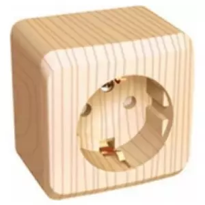 ЭЛМАКС - Розетка 1гн. ОП з/к со шторками сосна ЭТЮД (17/136) (PA16-004D) элмакс, электротехника, кабель, светотехника, elmax.pro