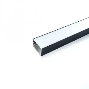 ЭЛМАКС - Профиль алюминиевый "Линии света" накладной, черный, CAB257 с матовым экраном, 2 заглушками, 4 крепе элмакс, электротехника, кабель, светотехника, elmax.pro