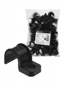 ЭЛМАКС - Крепеж-скоба для трубы 25 мм односторонняя для прямого монтажа (50 шт.) черная TDM элмакс, электротехника, кабель, светотехника, elmax.pro