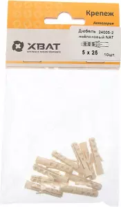 ЭЛМАКС - Дюбель нейлоновый NAT 5 х 25 (фасовка 10 шт.) элмакс, электротехника, кабель, светотехника, elmax.pro