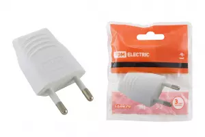 ЭЛМАКС - Вилка б/з белая 10А 250В (евровилка CEE 7/16) прямой вывод проводника TDM элмакс, электротехника, кабель, светотехника, elmax.pro