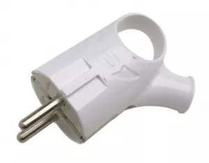 ЭЛМАКС - Вилка угловая с кольцом с заземлением 16А белая 4120 IN HOME элмакс, электротехника, кабель, светотехника, elmax.pro