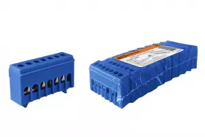 ЭЛМАКС - Шина "N" нулевая в синем изоляторе на DIN-рейку 6x9мм 7 групп TDM элмакс, электротехника, кабель, светотехника, elmax.pro